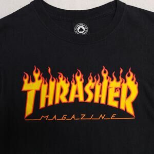 Thrasher Magazine Casual Crew Neck Graphic T Shirt Mens Size Small S Black